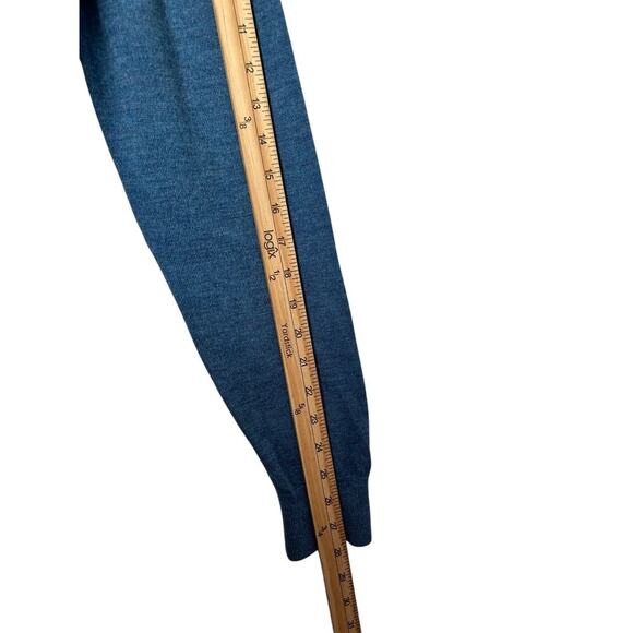 Untuckit Sweater Men's L Blue 1/4 Zip Belguardo w Suede Extrafine Merino Wool - Picture 11 of 12